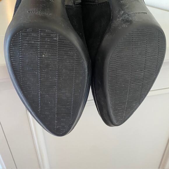 Aquatalia by Marvin K Black Leather Suede Ankle Boots Buckle 3" Heel Women's 6B - Picture 10 of 13